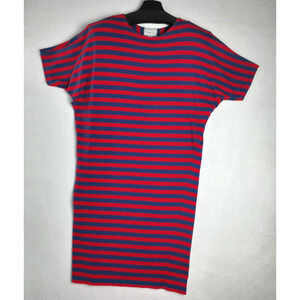 VENEZIA Sportswear Vintage Stripe Cotton Knit Dress Women Navy Red Size M NEW